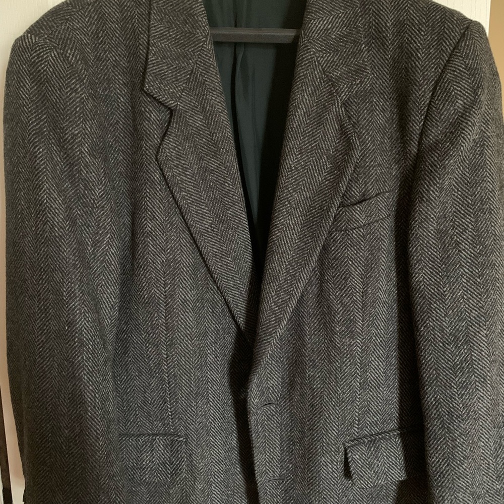 70s Sears Gray Herringbone Tweed Men's Blazer